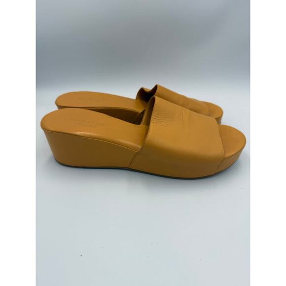 Garnet Hill Yellow Leather Wedge Sandal Made in Italy 11 - Picture 6 of 9